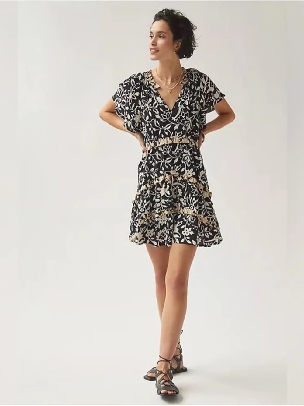 By Anthropologie Robin Tiered Mini Dress Size XXS